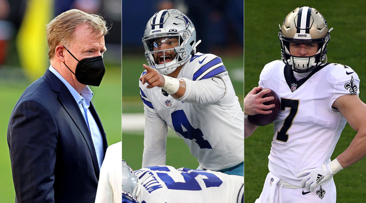 Roger Goodell, Dak Prescott and Taysom Hill